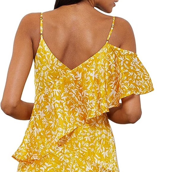 NWT BCBGMAXAZRIA Women's Ruffle Asymmetrical Cocktail Dress Honey - Picture 5 of 8